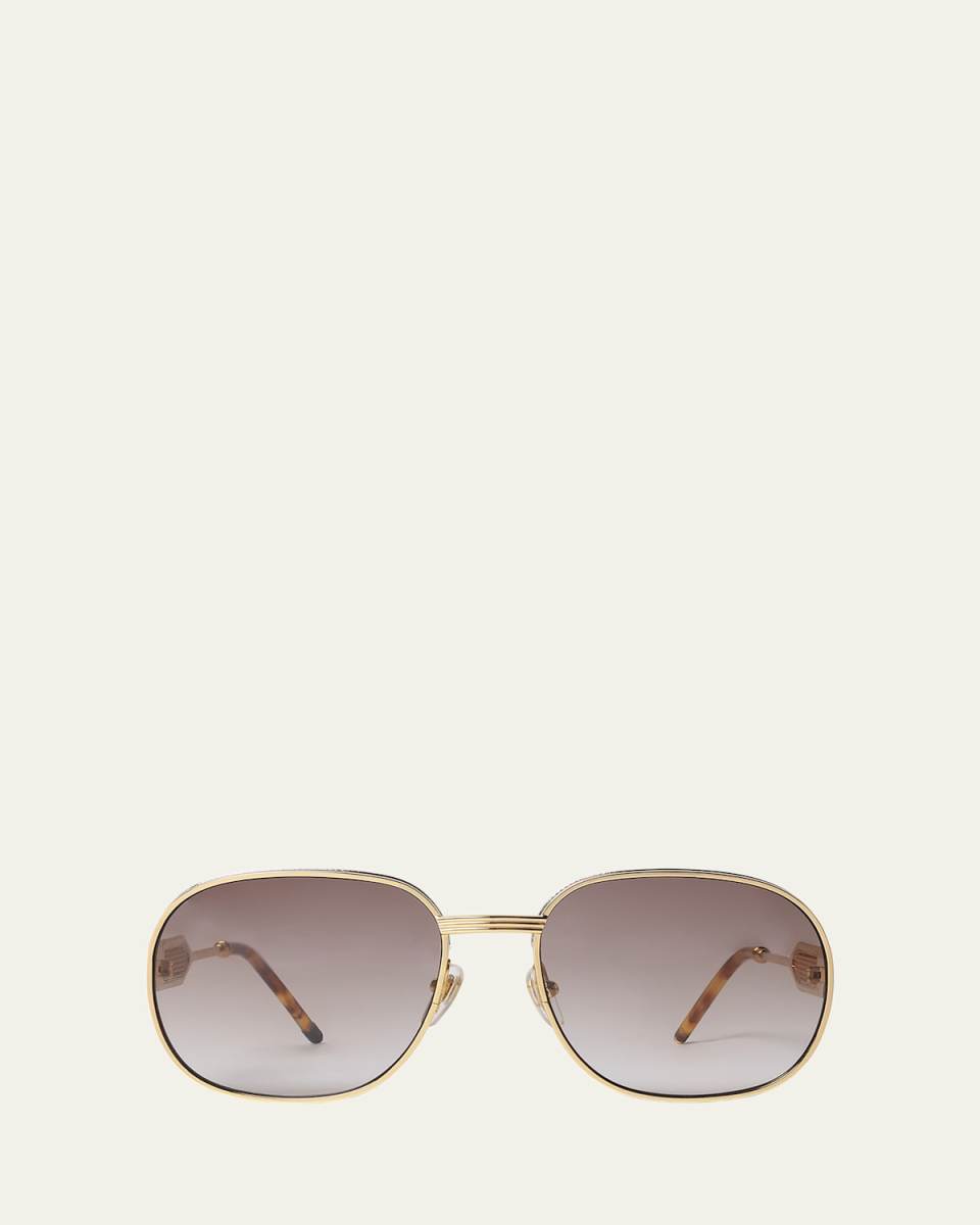 Gradient Mixed-Media Round Sunglasses